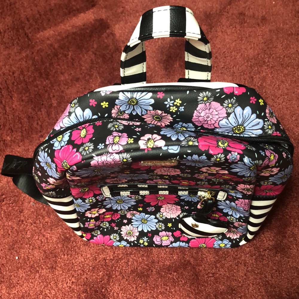 Luv Betsey Multi-Colored Floral Stripe Small Backpack - Faux Leather - Picture 5 of 13